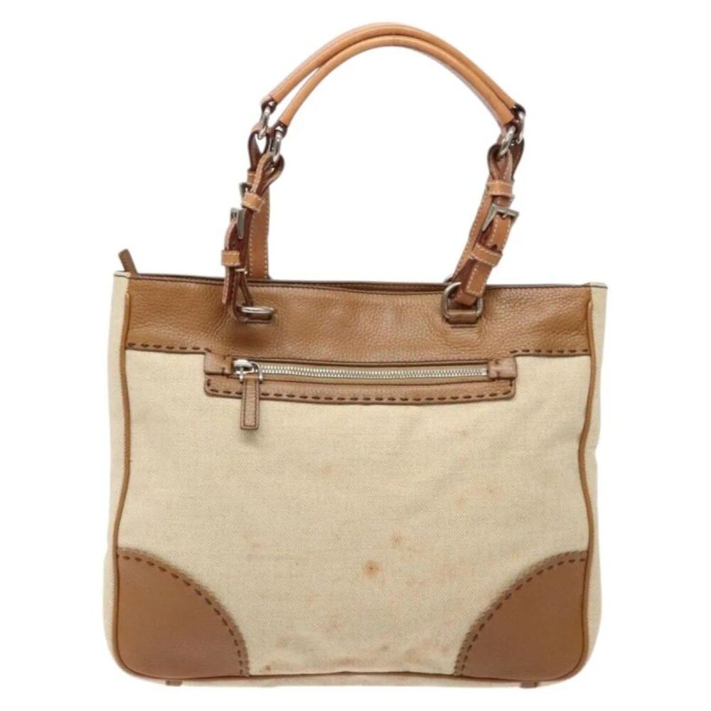 Prada Vintage Convertible Tote Canvas And Leather Beige Canvas Tote Bag Bag
